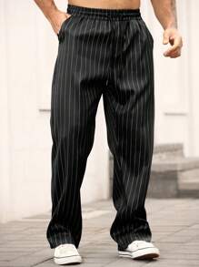 Manfinity Homme Men's Casual Striped Pants, Fashion Long Trousers,Men's Autumn Outdoor Clothing,2025 Men's Clothing For Autumn, Fall