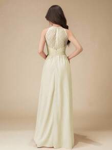 Flowergirl Girl's Soft Lace Patchwork Satin High-Low Hem Dress, For Wedding, Daily, Performance, Birthday, Party