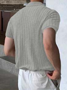 Manfinity Homme Áo thun POLO nam tay ngắn màu trơn đi làm thường ngày, mùa hè - Xám - Xem 2