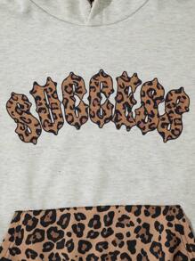 ROMWE MEN Street Life Men's Leopard Print Patchwork Hoodie