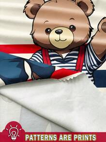 SHEIN 3pcs/Set Teddy Bears, Baby Boy Casual Minimalist Round Neck Short Sleeve Loose T-Shirt, Suitable For Summer