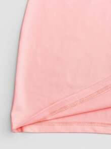SHEIN 大码女式休闲纯色连帽短袖上衣 - 粉色 - 查看 3