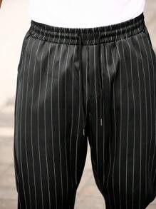 Manfinity Homme Men's Casual Striped Pants, Fashion Long Trousers,Men's Autumn Outdoor Clothing,2025 Men's Clothing For Autumn, Fall