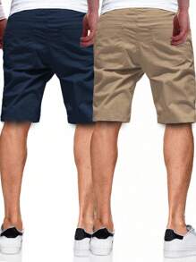 Manfinity Homme 2pcs Men's Loose Fit Drawstring Waist Slant Pocket Shorts