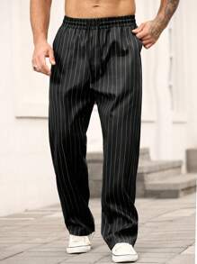 Manfinity Homme Men's Casual Striped Pants, Fashion Long Trousers,Men's Autumn Outdoor Clothing,2025 Men's Clothing For Autumn, Fall