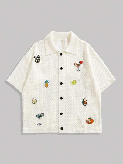 Street Life Camisa holgada de punto para hombre, top de manga corta de punto