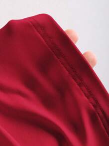 SHEIN PETITE 女士甜美粉色蕾丝吊带鱼尾长裙，春夏 - 紅色 - 查看 5