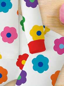 SHEIN Conjunto cómodo de pijama con estampado floral lindo para niña bebé, con top de manga larga y pantalones largos, para otoño/invierno