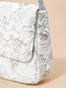 SHEIN Belle 奢华、迷人、优雅、闪亮的女士顶部提手包、女士晚宴包、适合女孩、女士、女士、大学生、适合新娘、伴娘、婚礼宾客、蜜月、派对、舞会、婚礼、俱乐部、约会、晚会、约会之夜（图案随机）、白色