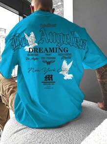 Manfinity Roughcore 男士休闲字母印花短袖T恤，夏季