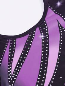 SHEIN 青少年女孩 1 件体操紧身衣，长袖可爱运动服紧身衣舞蹈服装，黑色弹力运动服 - 彩色 - 查看 5