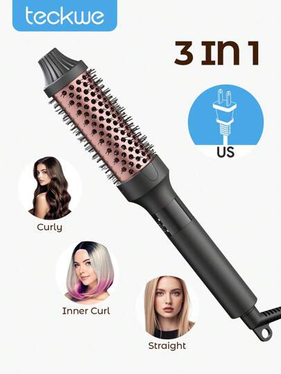 Teckwe 32mm Automatic Hair Curler Hair Straightener With 3 Temperatures, Fast Heating, Automatic Shut-Off, Rotating Curling Wand, Touch Instant Curler Electric Heating Curling Iron, Curly Hair Products For Hair Styling Wedding Hairstyles - US Plug