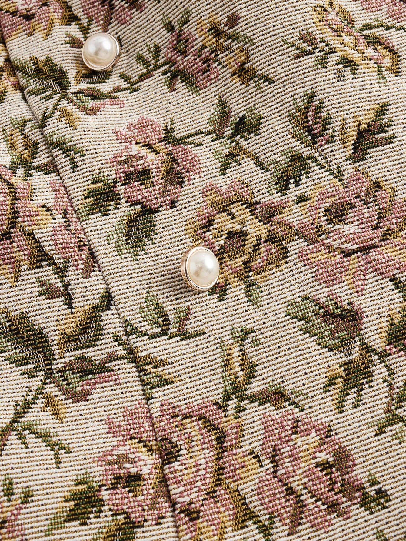 SHEIN فستان قميص أنيق بلون بيج عتيق بطبعات زهرية ل...