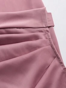 INAWLY Plus Size Women Summer Fashion Solid Color Surplice Neck Wrap Knot Side Bodycon Dress - Purple - View 3