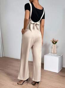 Chiquease Women's Solid Color Short Sleeve T-Shirt And Overall Pants Set - Multicolor - View 2