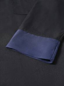 Manfinity Homme Áo sơ mi đầu bếp nam chuyên nghiệp màu đen, chất liệu vải dệt thoáng khí, tay dài và có túi ngực. - màu đen - Xem 4