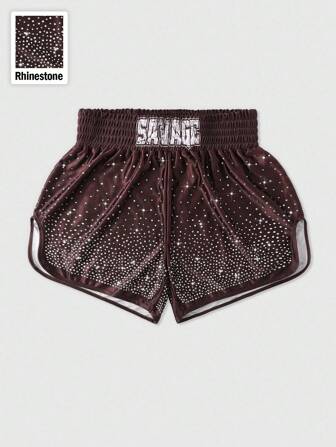 Street Life Pantalones cortos de boxeo para hombre con degradado brillante y diamantes, pantalones cortos deportivos