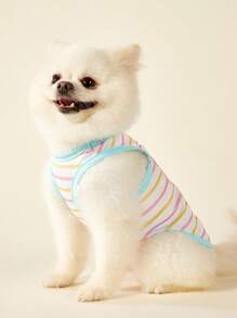 PETSIN 2 件套宠物猫狗通用彩色泰迪熊可爱卡通时尚印花休闲舒适透气狗背心 - 彩色 - 查看 5