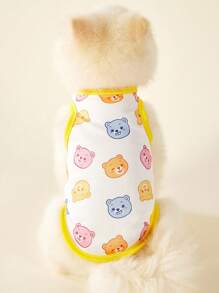 PETSIN 2 件套宠物猫狗通用彩色泰迪熊可爱卡通时尚印花休闲舒适透气狗背心 - 彩色 - 查看 2