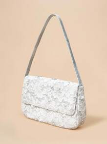 SHEIN Belle 奢华、迷人、优雅、闪亮的女士顶部提手包、女士晚宴包、适合女孩、女士、女士、大学生、适合新娘、伴娘、婚礼宾客、蜜月、派对、舞会、婚礼、俱乐部、约会、晚会、约会之夜（图案随机）、白色