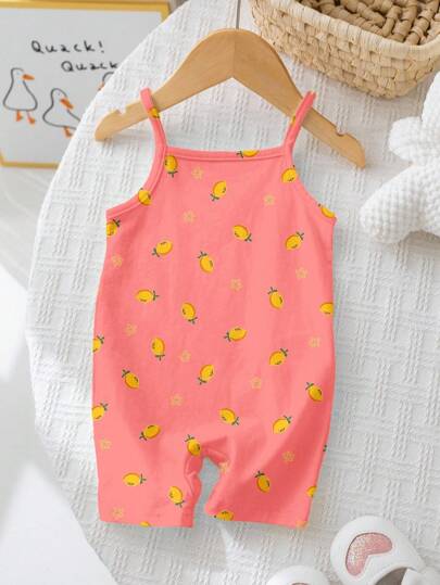 SHEIN Bộ đồ liền thân thường ngày cho bé gái, phù hợp cho mùa xuân và mùa hè