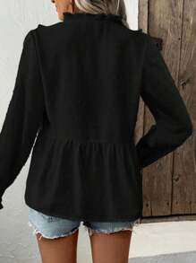 Breezaya Women's Deep V-Neck Balloon Sleeve Cutout Detail Blouse Fall Cloth For Women