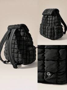 GLOWMODE 可打开翻盖闭合外部方便双面口袋绗缝日常背包袋配有可调节肩带日常休闲 - 黑色 - 查看 7