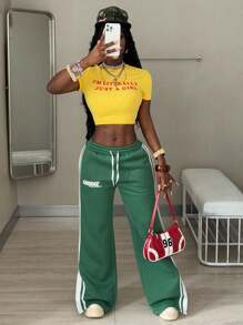 Coolane Women's Summer Cool Girl Streetwear Going Out Sport Comfortable Soccer Green Fitted Pants Graduation,Back To School Outfits,Graduation,Teacher Outfits For Women,Back To School - Green - View 6