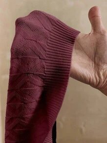 Manfinity Homme Men's Contrast Color Patchwork Short Sleeve Knit Top - Burgundy - View 7