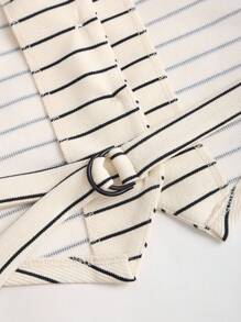 Sweetra Women's Retro Elegant V-Neck Backless Contrast Striped Sleeveless Vest Top