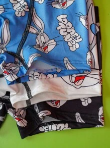 LOONEY TUNES X SHEIN 3 pièces Boxers pour jeune garçon avec motif de bande dessinée