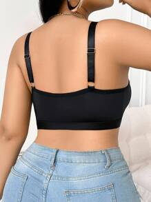SHEIN Plus Size Women's Front Closure Bra - Basic Solid Color Comfortable Lingerie - Black - View 2