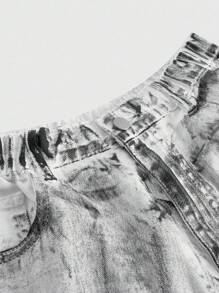 ROMWE MEN Street Life Men's Fashionable Washed & Distressed Wide-Leg Jeans - White - View 4