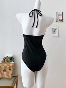 INAWLY Body sexy da donna in rete trasparente e patch, con schiena scoperta e collo a canotta
