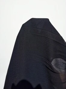 Maija 女式纯色系带荷叶边喇叭袖宽松时尚上衣 - 黑色 - 查看 8