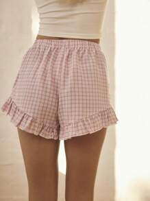 Aralina Pantalones cortos con cintura alta y volantes, estilo vintage Y2K, perfectos para el otoño, el verano, las vacaciones en la playa y el aeropuerto