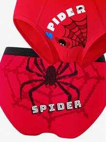 Set de 5 calzoncillos tipo bóxer de algodón con estampado de araña, transpirables, para niños pequeños