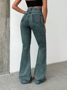 SHEIN Tall QUẦN JEAN ĐEN DÀI XÒE CAO CẤP - Rửa nhẹ - Xem 2