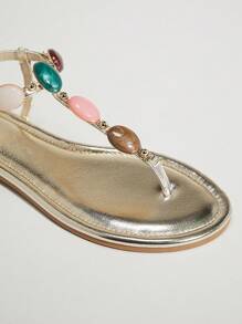 SHUZIA Damen bequeme Alltagssandalen im Sommerstil mit bunten Stendekors, ideale Lässig Sandalen für den Urlaub