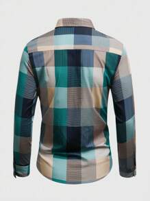 Manfinity Mode Camicia casual a quadri per uomo in taglie comode, adatta per pendolari