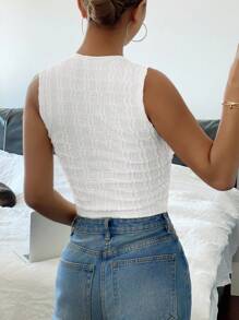 Siren Gaze Women Casual Solid Textured Front Button Cami Top For Summer,Rave Top White - White - View 2