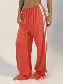 StreetHx 抽绳直筒休闲运动裤，简约时尚，适合日常穿着 - 橘色 - 查看 5