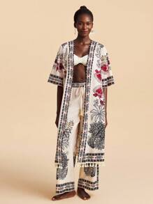 Travachic 女士热带印花罩衫两件套家居服套装 - 彩色 - 查看 4