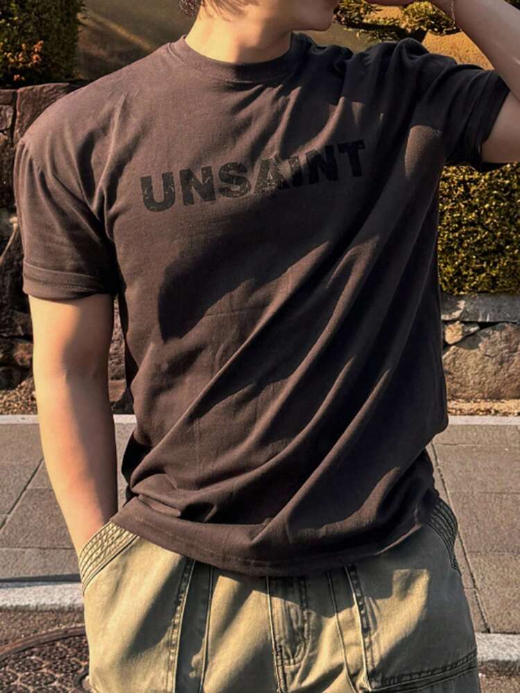 Men Casual Letter Print T-Shirt, Summer