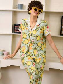 Bộ đồ ngủ tay ngắn họa tiết chanh dành cho nữ - Nhiều màu - Xem 5