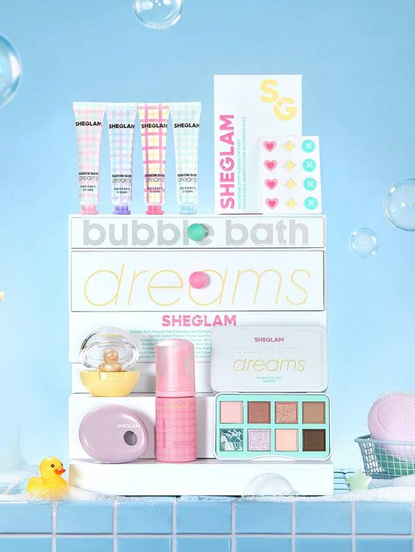 SHEGLAM Bubble Bath Dreams Full Collection Set Graduation Birthday Holiday Summer Fall Autumn Y2K Fancy Fashion Women Brand Makeup Cosmetic Beauty Party Beach Travel Camping Outdoors School Campus Trip Festivals Decor Gift Present Rose Girl Cosplay Best Color Charm Vibe