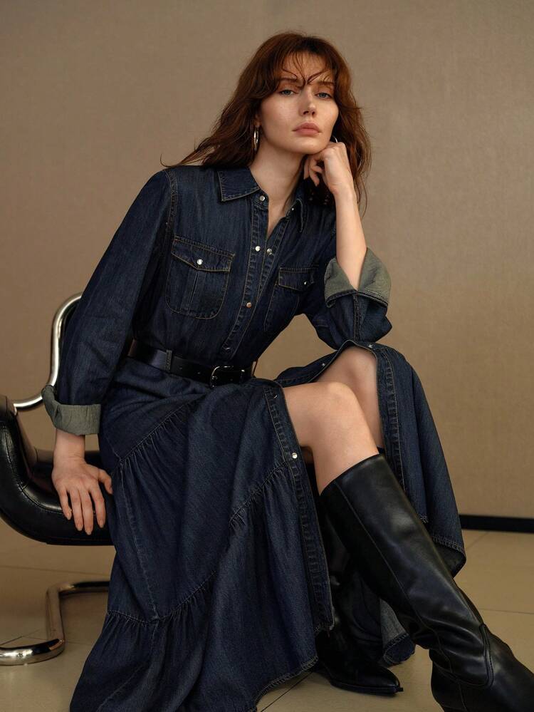 ROBE EN JEAN À VOLANT DE TAILLE