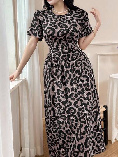 Modelyn 女士豹纹长裙，夏季时尚