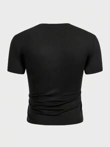 FeverCity Camiseta de manga corta de cuello redondo casual con estampado de letras y de pollo para hombre, de verano