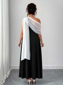 Elenzga Vestido largo elegante y vintage con cintura anudada de gasa, vestido de primavera de lujo, talla grande para mujer